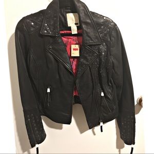 Levi’s Genuine Leather Studded Motorcycle Jacket RARE M NWT